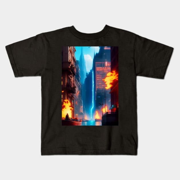 The Destroy Futuristic City. Kids T-Shirt by SALOX